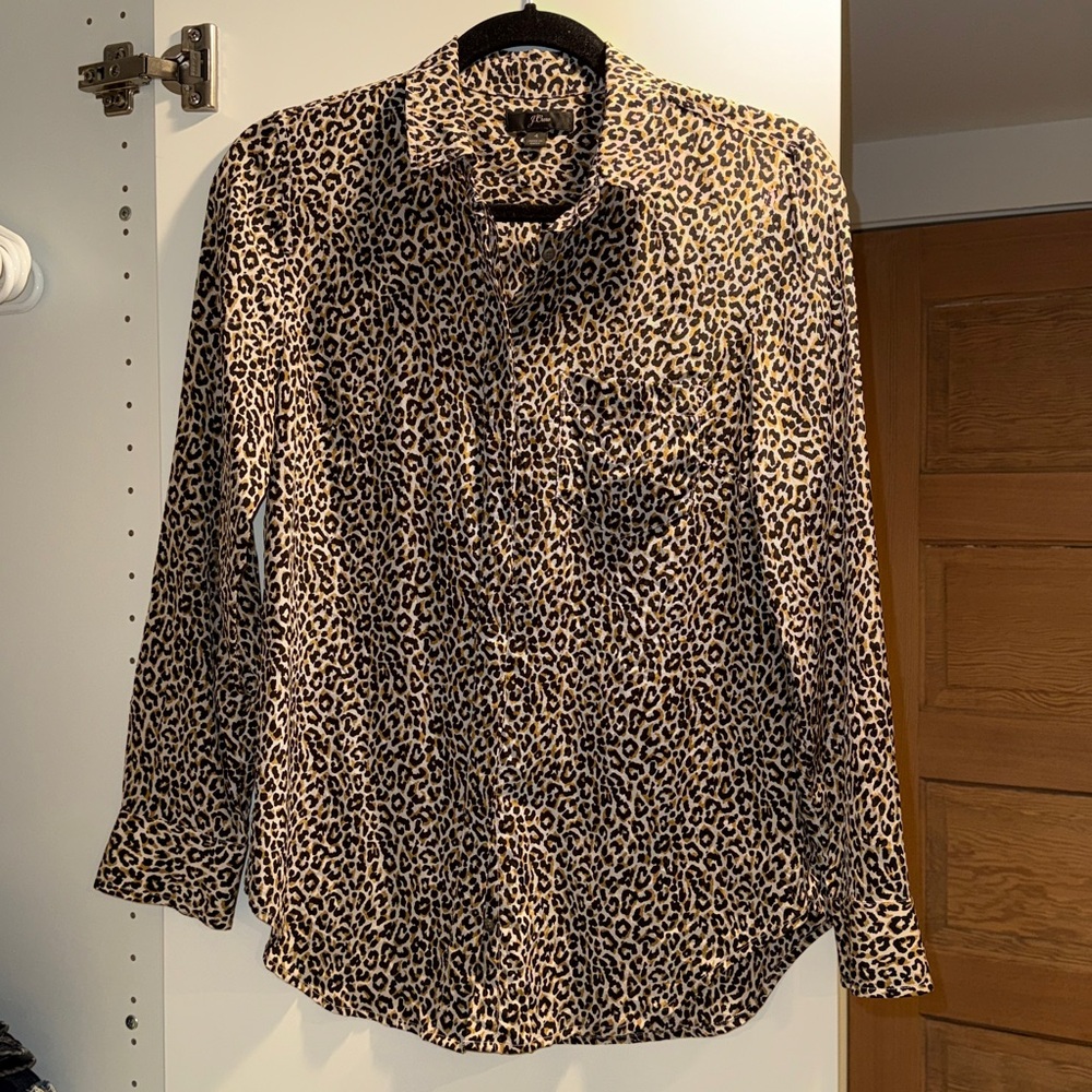 JCrew Silk Leopard button down blouse - image 4